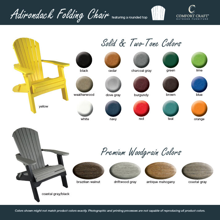 Adirondack Folding Chair - Rounded TopComfort Craft Adirondack Folding Chair Polylumber Outdoor Furniture