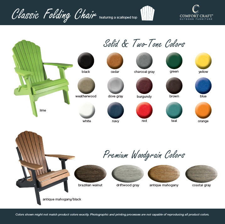 Classic Folding Chair - Scalloped TopComfort Craft Classic Adirondack Folding Chair Poly-lumber Outdoor Furniture