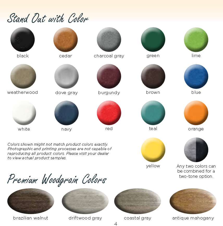 Comfort Craft Outdoor Furniture ColorsColor Chart for Comfort Craft Furniture